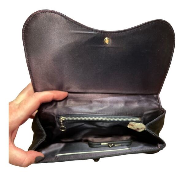 Vintage 50s Garay Clutch Purse Evening Bag Rhinestone Clasp Coin Purse Navy Blue - Picture 6 of 15